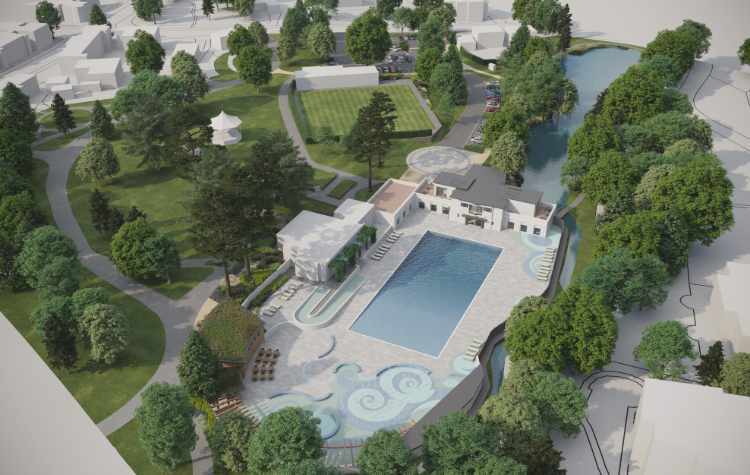 cgi image of propsed Droitwich Spa Lido design by ONE